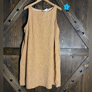 Ava & Viv Mustard Leaf Print Sleeveless Dress XXL